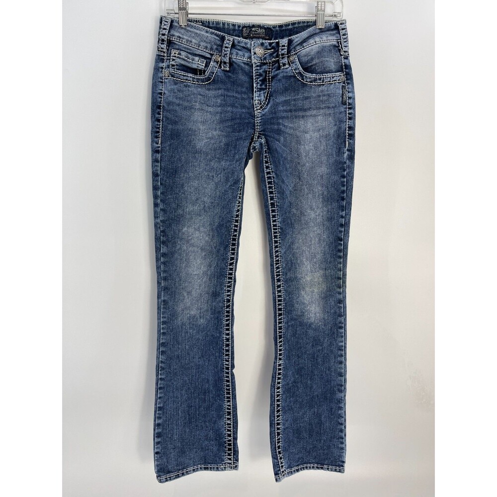 Silver Jeans Co Aiko Bootcut Jeans Womens 28x31 Blue Stretch Embroidered Pockets